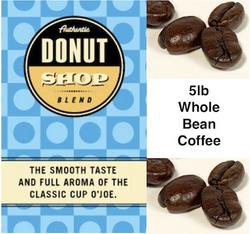 Authentic Donut Shop Blend Coffee (Whole Bean) -  5 Pounds