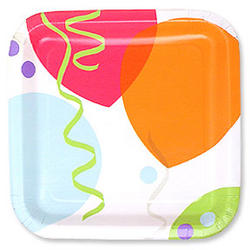 Celebration Balloons 9 Square Plates - 8 Count