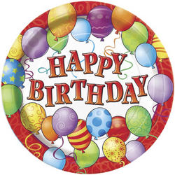 Happy Birthday Plates 9 - 8 Count